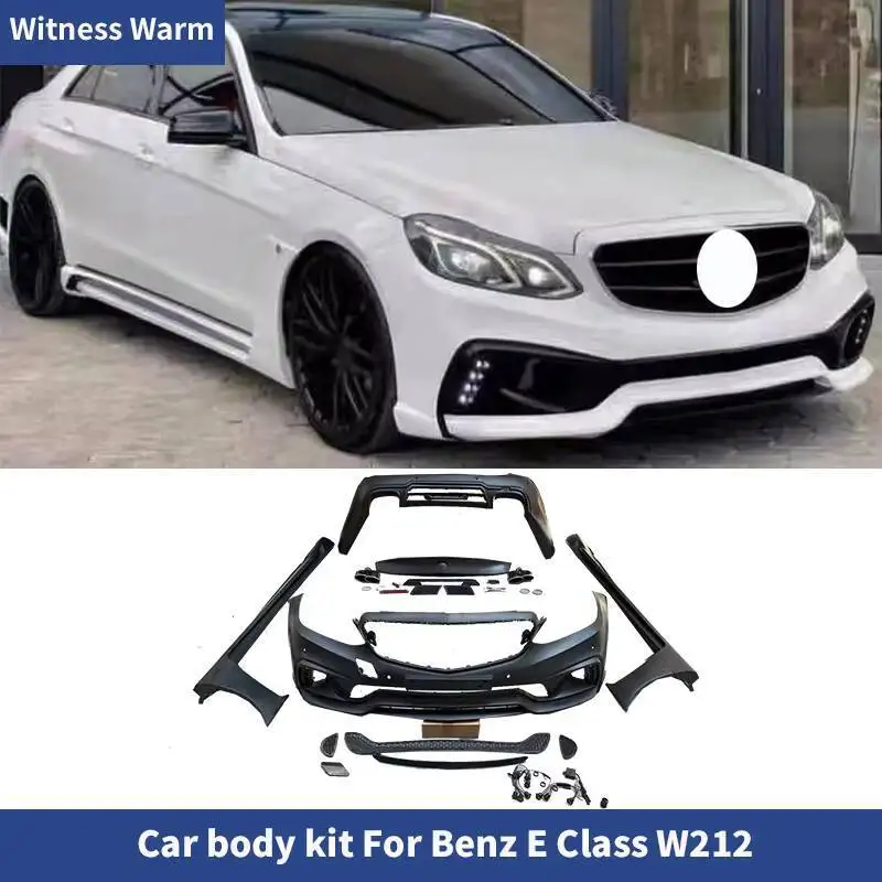 

Неокрашенный комплект кузова автомобиля из полипропилена, передний и задний бампер, боковые юбки, задний спойлер для Benz W212 E200 E260 E300, ремонт 2014-2015