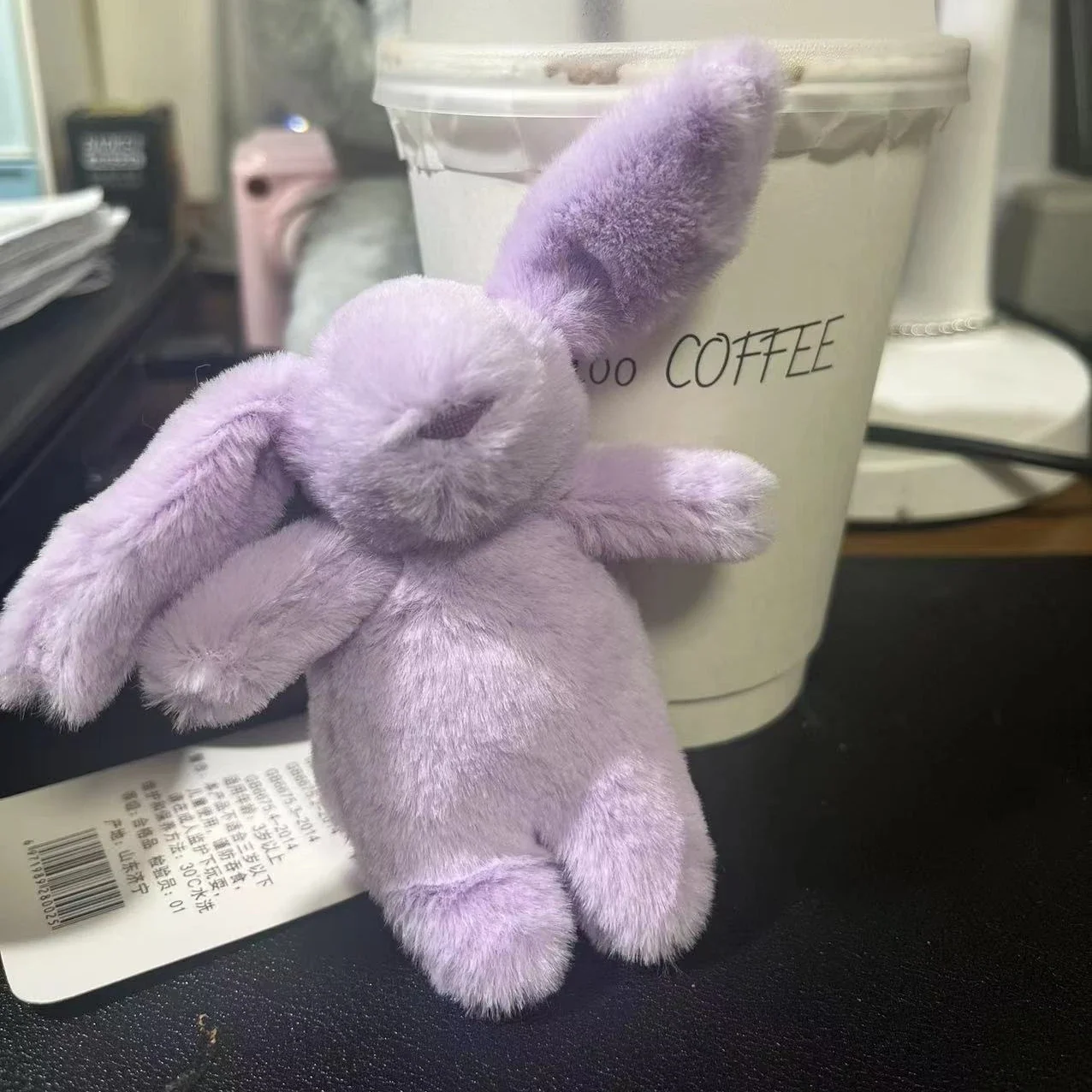 Chaveiro de Pelúcia de Coelho de Desenho Animado Fofo, Pingente de Pompom, Brinquedo para Bolsa de Menina, Chaveiro de Carro, Pingente de Celular, Pre