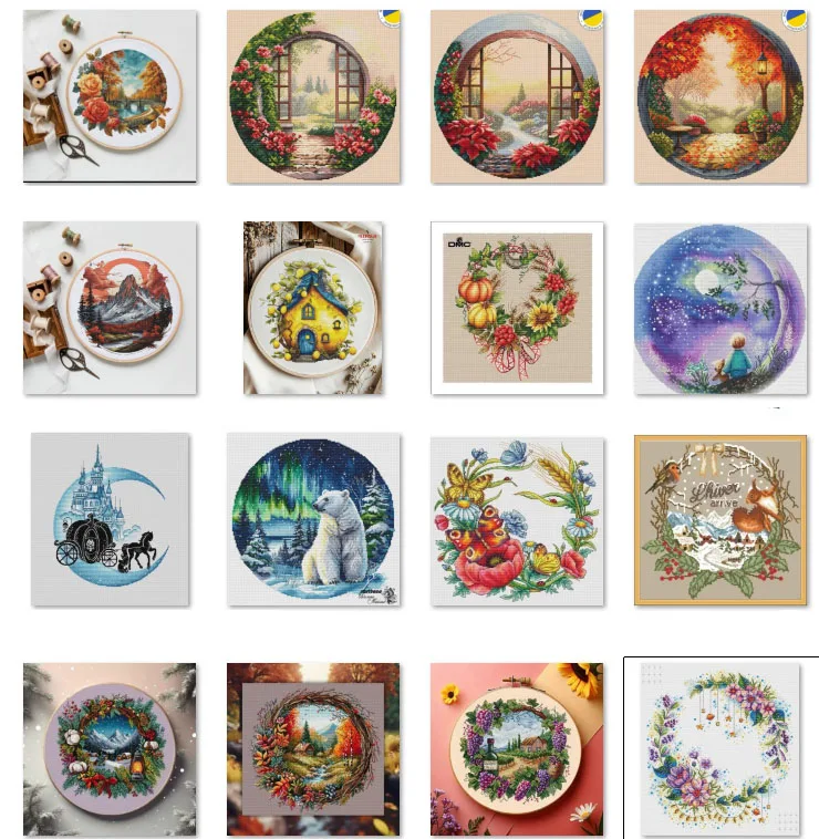 

Cross stitch Kit 14CT 18CT 25CT Canvas Cross Stitch DIY Embroidery Set DMC Threads Craft Mountains and Sunrise 2-45-42