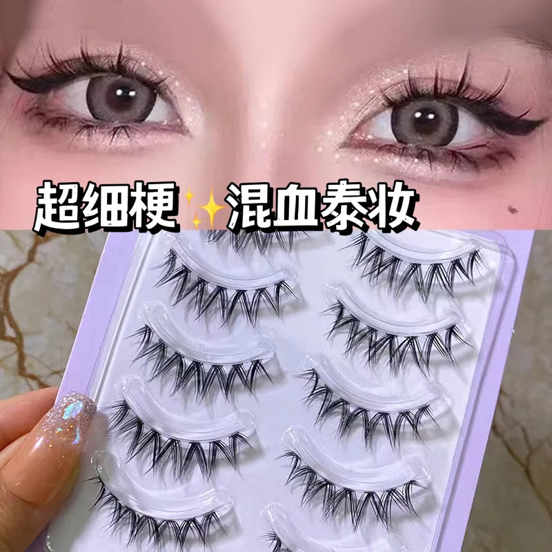 Thai make-up Falsche Wimpern Natürliche Weiche Augen Wimpern Verlängern Handgemachte V-förmigen Transparent Stem Täglichen Schönheit Wimpern Werkzeug