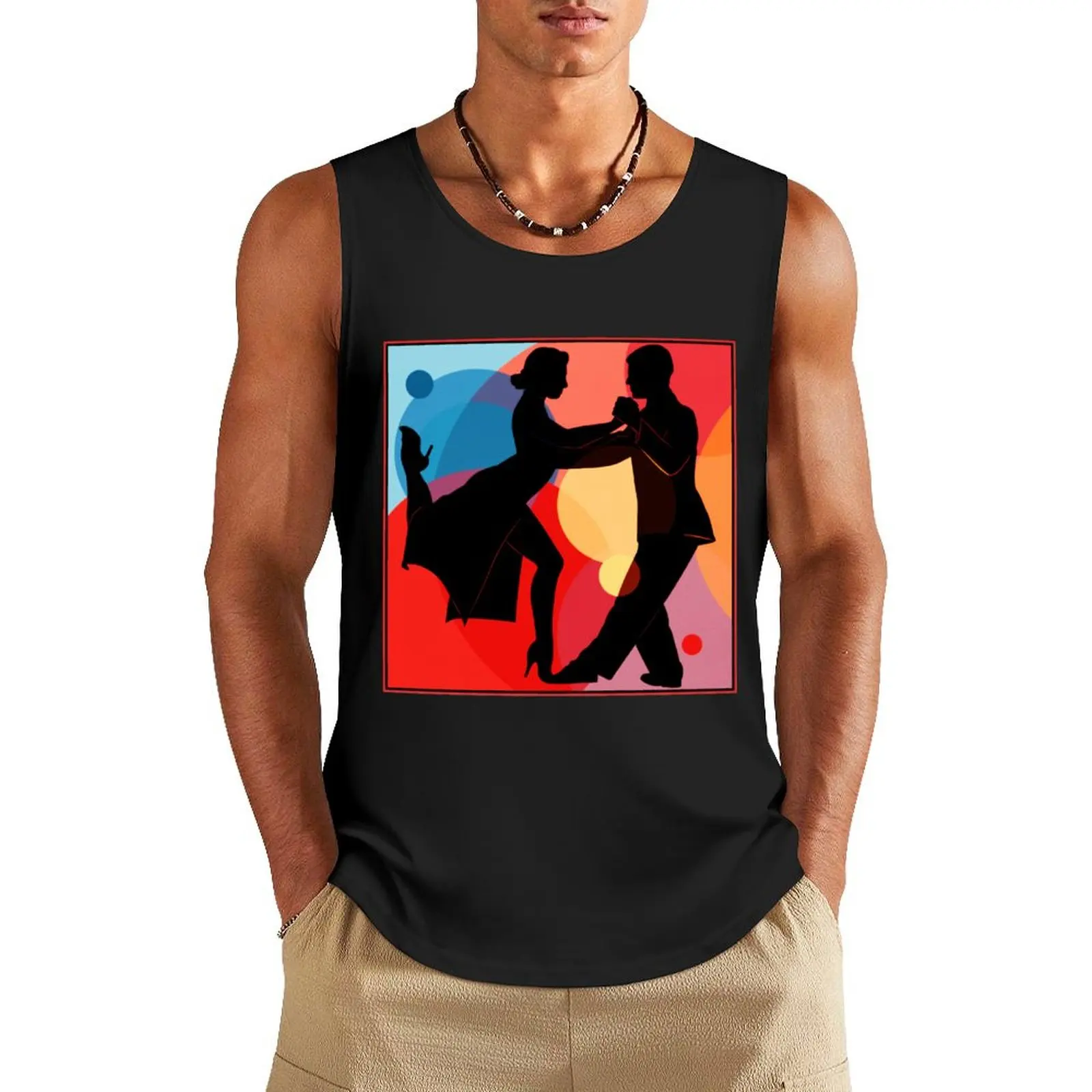 

Argentine Tango Dance Couple Silhouette doing a Boleo Tank Top fitness clothing for men best selling products Men sleeveless tee