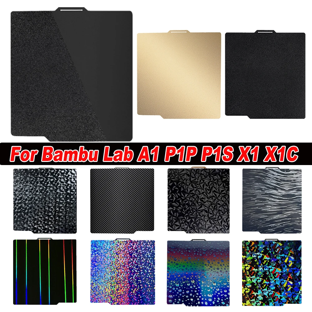 Pei Plate For Bambu Lab A1 P1P X1C Build Plate X1 Carbon PEI Sheet PEO PET F1 Spring Steel Sheet for Bambulab A1 P1S