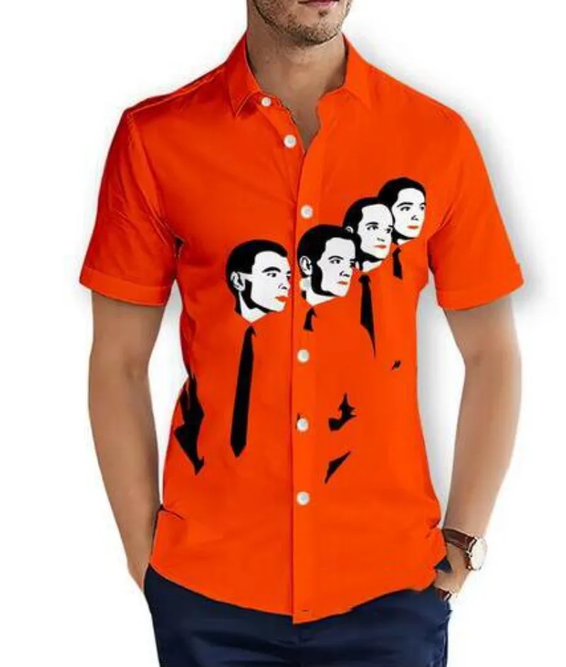 

Hawaiian Short Sleeve Men's Shirt Kraftwerk Rock Funny 3D Printed Casual Shirts Fashion Men Tops