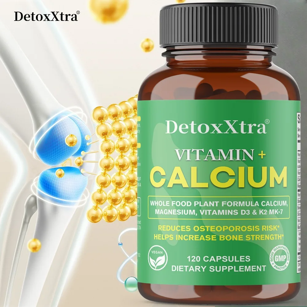 Calcium + Vitamin D3 Capsules - Strong Bones and Teeth, Immune Support - Non-GMO, Gluten-free