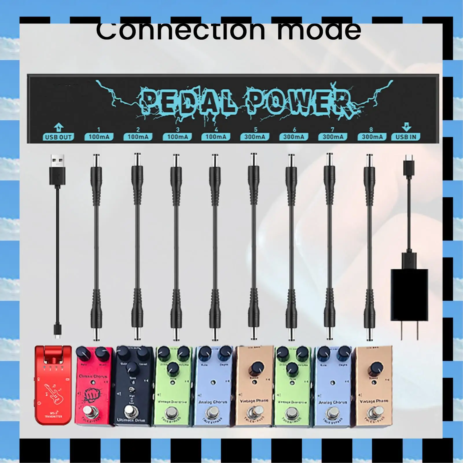 

ABME 5V Guitar Pedals Power Supply With 8 Way Outputs Portable Durable Pedalboard Power Supply Guitars Effect Power Supply Durab
