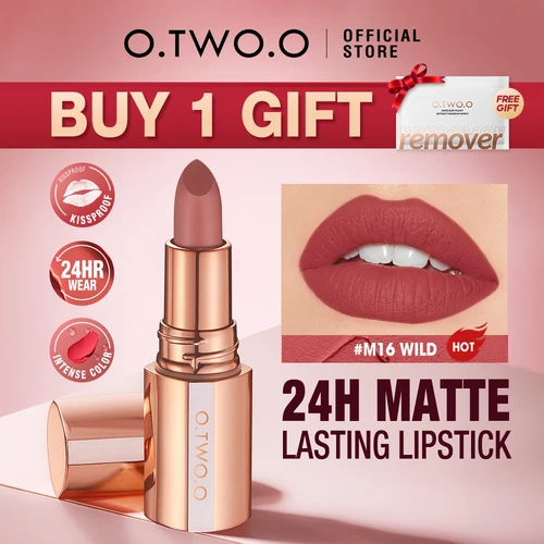 Imagen 2 del producto O.TWO.O-lápiz labial mate de larga duración, resistente al agua, sin manchas, maquillaje de tinte de labios con acabado de terciopelo muy pigmentado clásico