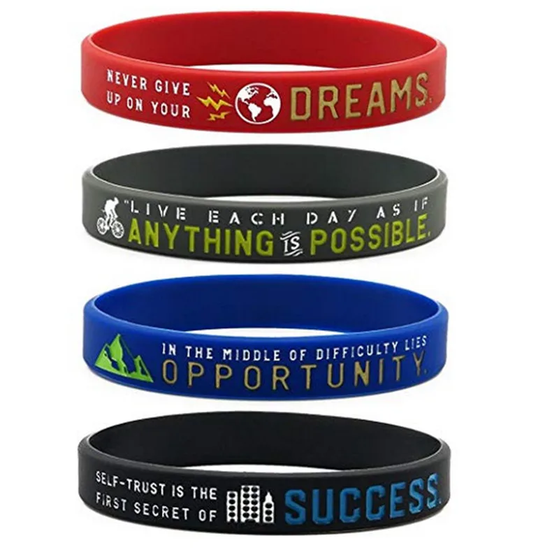 1pc/4pcs inspirational Dream opportunity Anything is possible success rubber bracelet silicone wristband