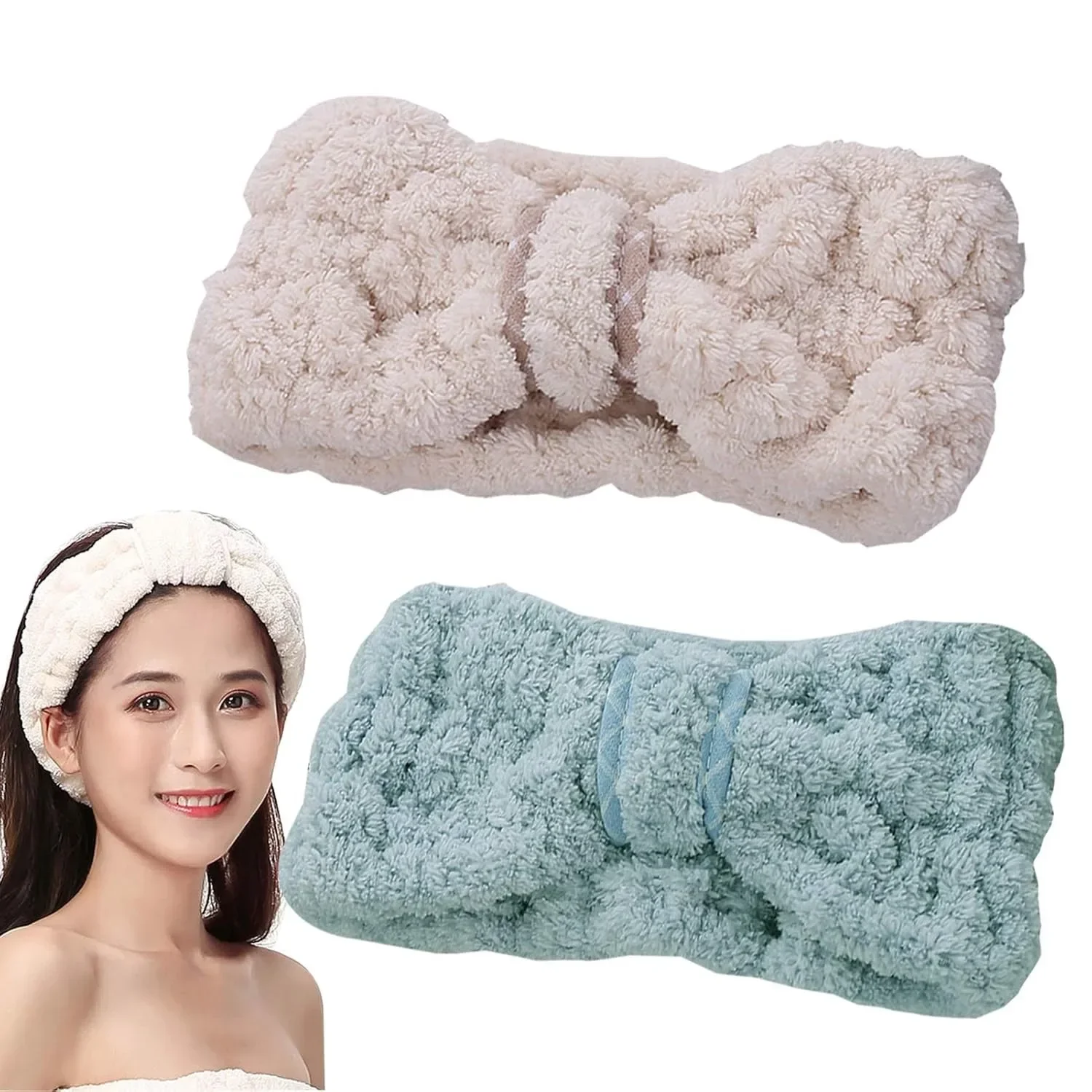 

Spa Headbands，Soft coral fleece Makeup Headbands skincare headbands Adjustable Hair Band Cosmetic Headband for washing face