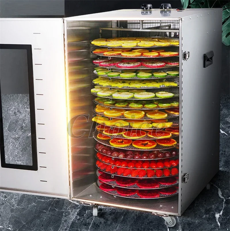 16 Layer Commercial Professional Fruit Food Dryer Stainless Steel Food Fruit Vegetable Pet Meat Air Dryer Electric Dehydrator