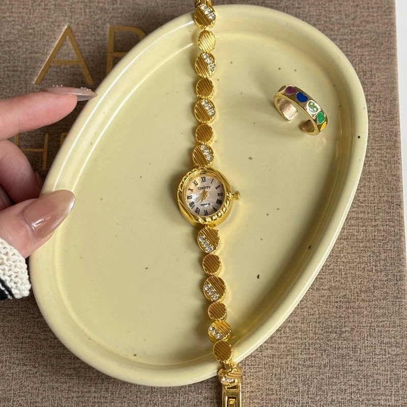 

Минималистичные модные часы-браслет, инкрустированные стразами, маленькие золотые часы, роскошные женские подарочные кварцевые наручные часы для девочек, дропшиппинг