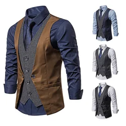 2023 Men's suit vest fake two-piece double breasted vest men's business gentleman vest men's party wedding Gilet men's clothing