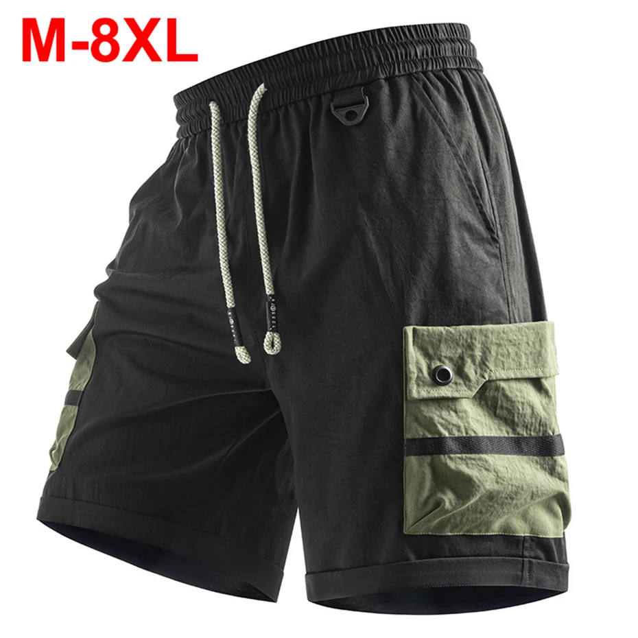 

8XL Мужские шорты больших размеров, летние повседневные свободные шорты-карго с боковым карманом, тонкие спортивные шорты, толстовки, большой размер 7XL 6XL