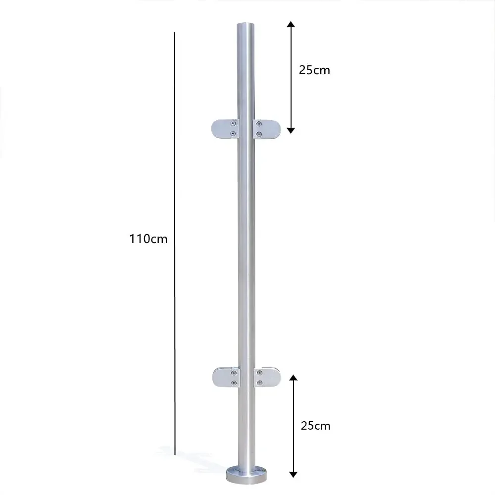 Postes de balaustrada de vidro de aço inoxidável 316, postes de balaustrada e corrimãos, poste de escadas de jardim, poste médio de 110cm