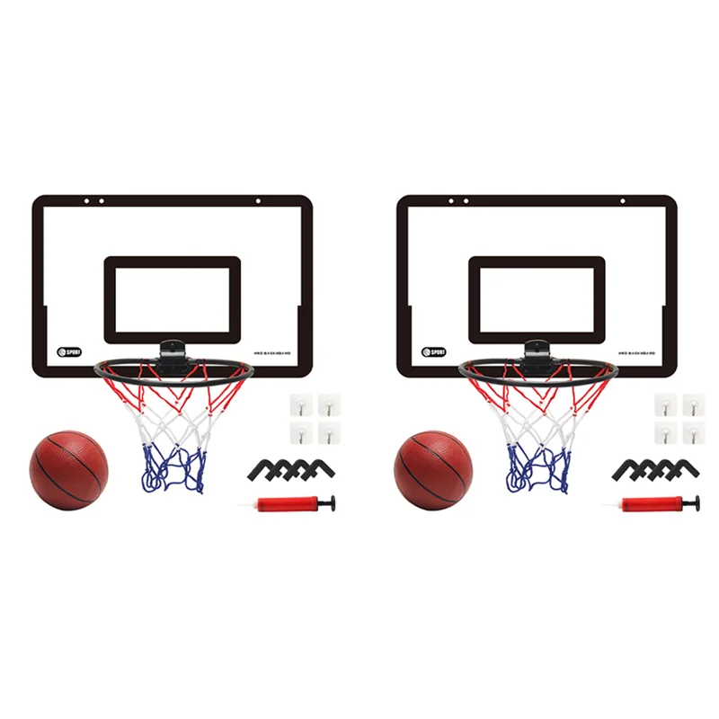 A04F-2X ชุดห่วงบาสเก็ตบอลขนาดเล็กในร่มสำหรับเด็ก ชุดห่วงบาสเก็ตบอลขนาดเล็กแบบปรับได้ ของขวัญบาสเก็ตบอลสำหรับเด็ก สีดำ