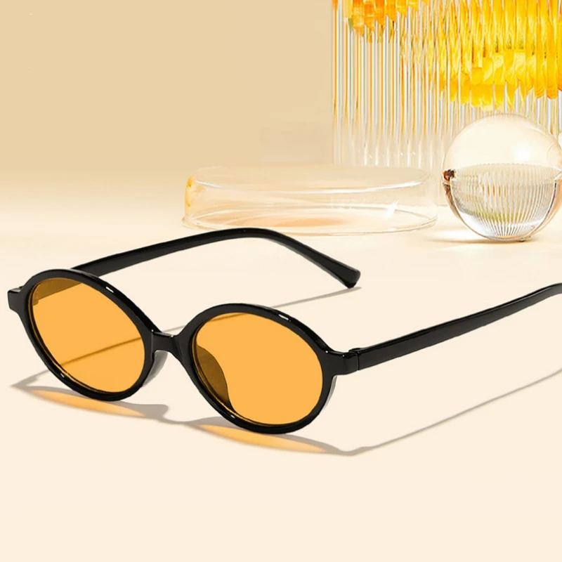 

2024 New Elliptical Small Frame Sunglasses Fashion Trend Oval Sunglasses Men and Women UV Protection Ultra Light Sunglasses