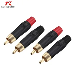 50pcs/25pairs Copper RCA Plug Terminals Gold Plated Plug Audio Video Adapter Connectors Soldering Wires