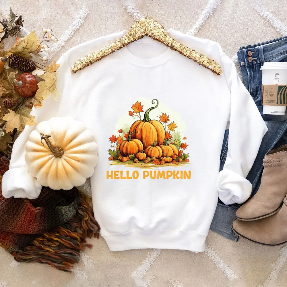 Vintage Pumpkin Fall Sweater for Women Cute Pumpkin Shirts Thanksgiving Sweatshirt Women\'s Graphic Autumn Tops Clothes