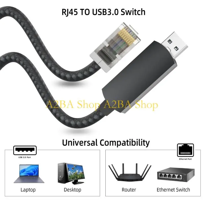 A2BA Desk Ethernet Cable Connection lINE with RJ45 Gigabit Internet Access, Metal Shell for Home Office and Study Corner Areas