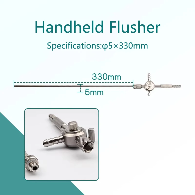 Stainless Steel Manual Three-Way Irrigator with Push-Type/Push-Button/Spring-Loaded Suction for Surgical Use vet