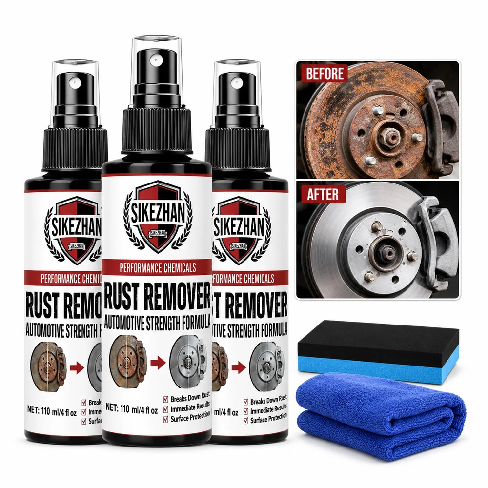 3er-Set 110ml Auto-Rostentferner-Spray, Metallreinigungsflüssigkeit, Rostschutzmittel, Auto-Detailing-Wartungsreiniger-Kit