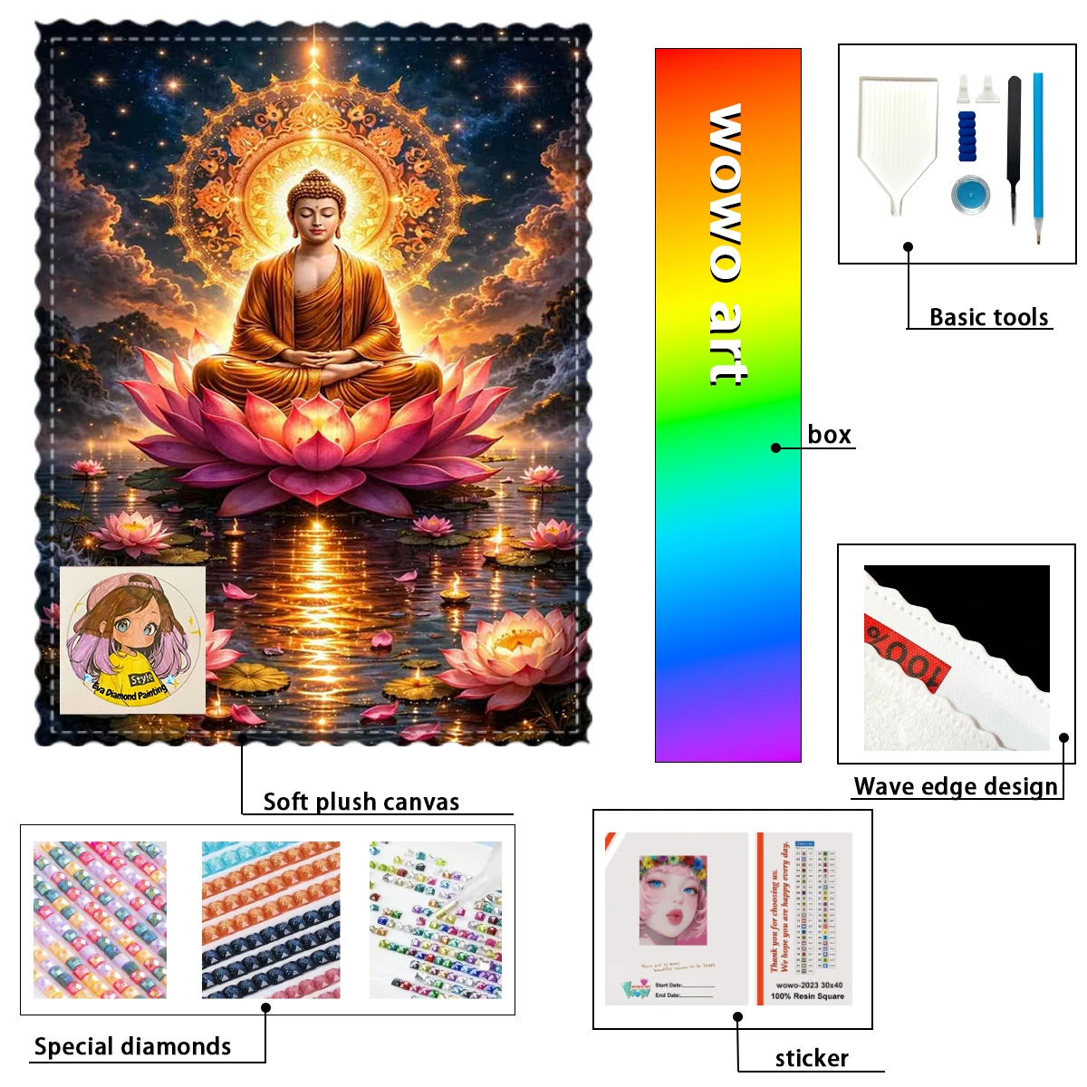 

【eva Diamond Art】Buda sobre la loto 100% resin FD+ab+yg Diamond Stamping Kit Perfect Masterpiece worth B