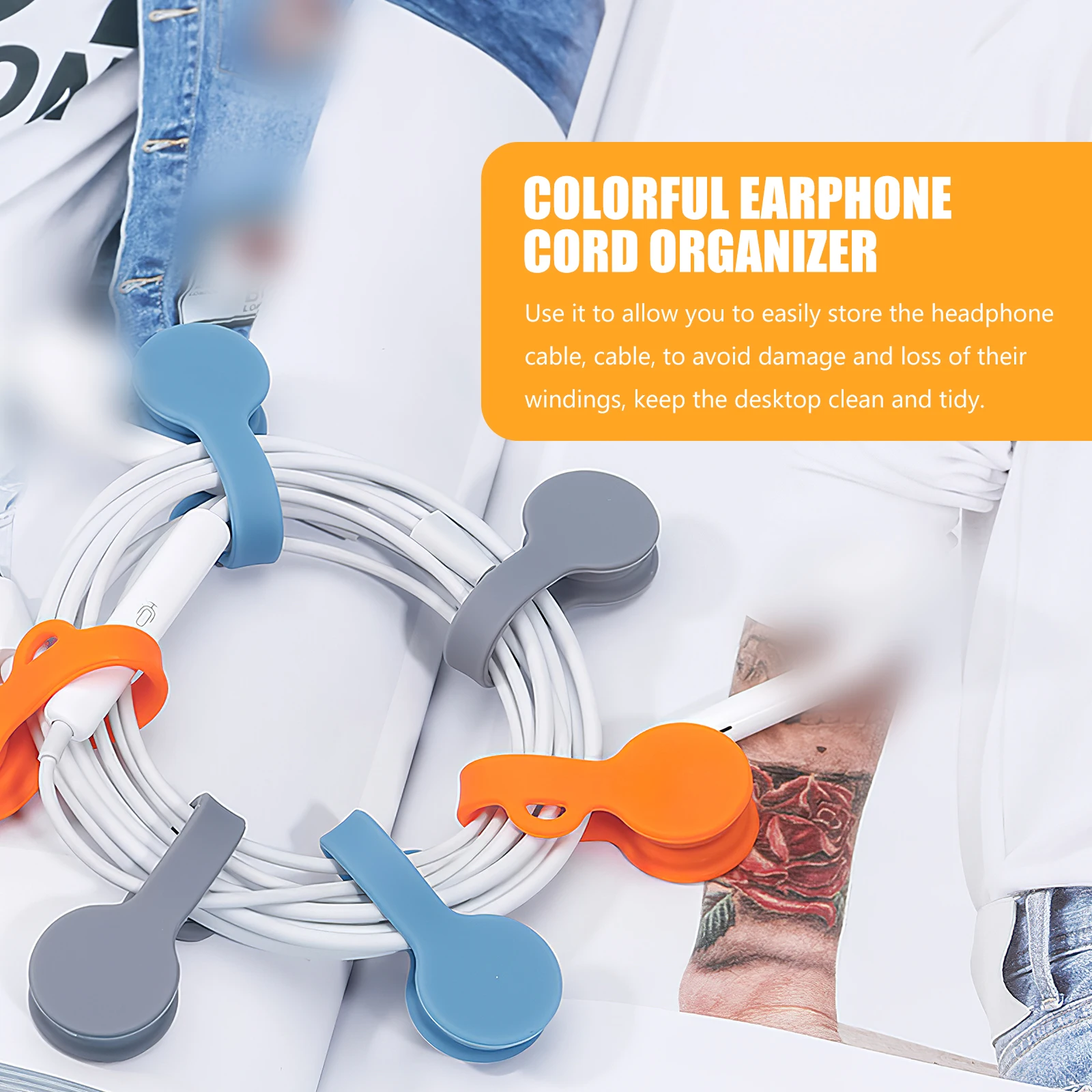 

5pcs Silicone Magnetic Earphone Cord Organizer Cable Winder Wire Holder Desktop Organizer Dust Repellent For Home