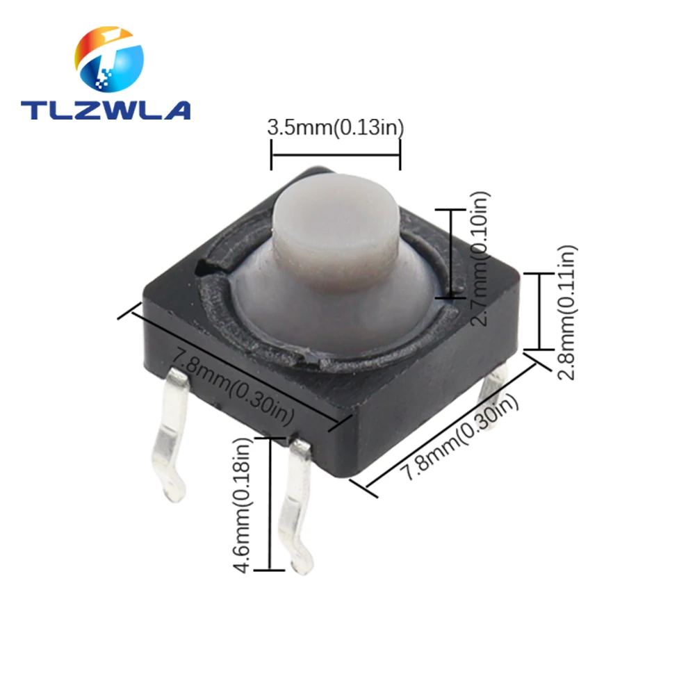 20PCS/LOT 8x8x5MM 4 Pins Conductive Silicone Soundless Tactile Tact Push Button Micro Switch Self-reset