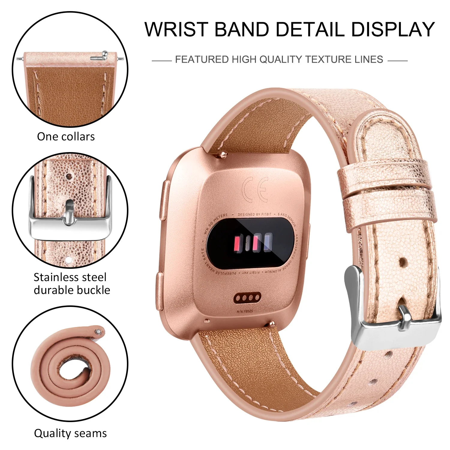 حزام ساعة جلدي لساعة Fitbit Versa 2 Versa Band بديل سوار معصم لساعة Fitbit Versa 2 Versa Lite