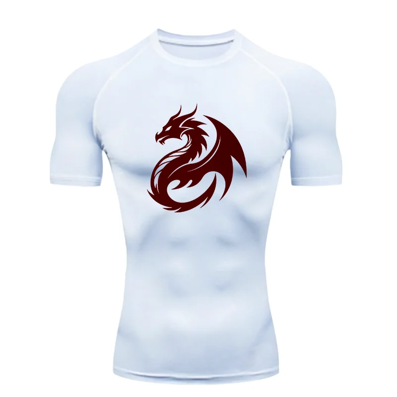 Dragon Design Men's Sports T-shirt Training Fitness Compression Workout T-Shirt Rashgard Tops Quick Dry Short Sleeve T-Shirt