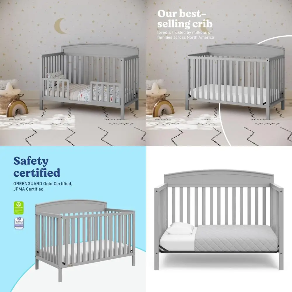 

Convertible Crib in Pebble Gray - Gold Certified, Grows with Baby from Crib to Full-Size Bed
