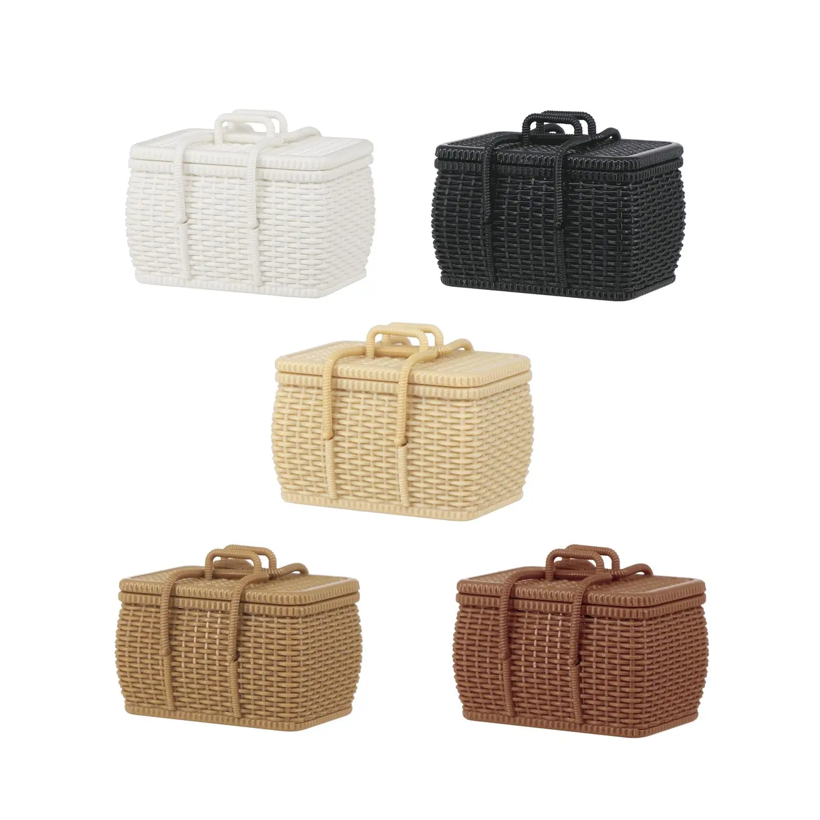

1/6 Doll House Basket, Miniature Woven Basket Simulation Decoration, Mini Furniture Model for Building Kits Pretend Play Garden