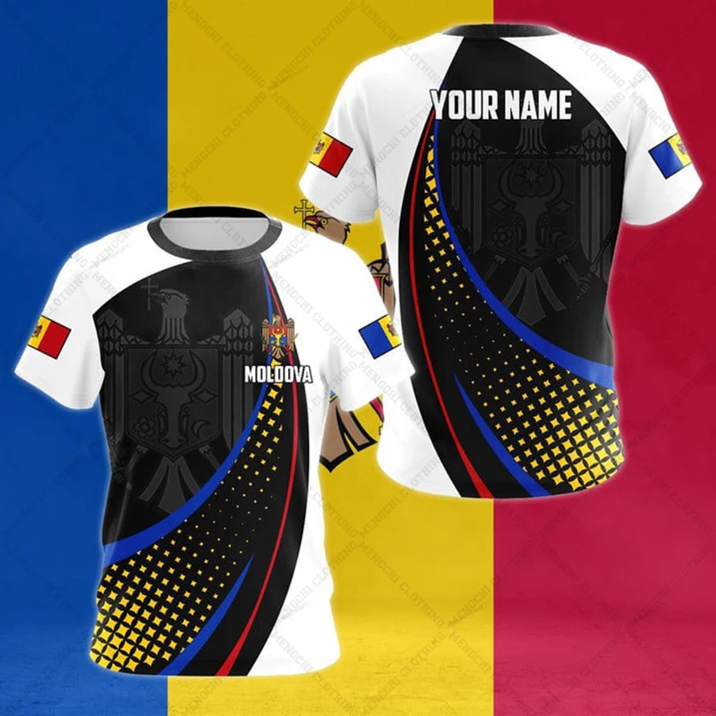 Custom Name Summer Casual Moldova Flag Graphic T-shirts Unisex Fashion E-Sports Jersey Short Sleeve Tops O-neck Streetwear image 6