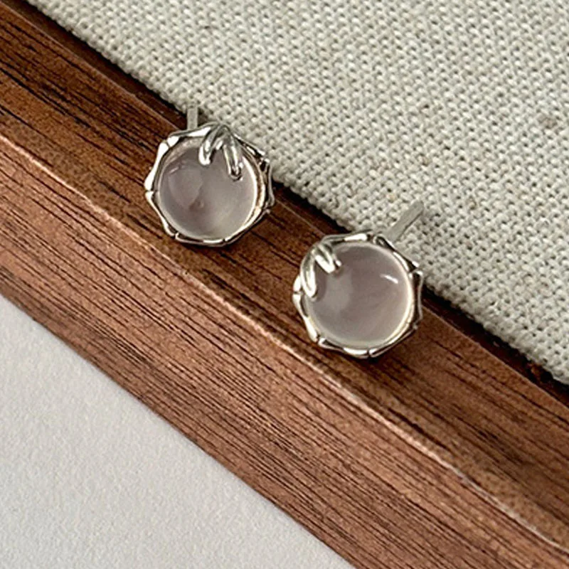 

925 Silver Earrings Woman Round Crystal Piercing Luxury Earrings High Quality Ladies Engagement Chrome Jewelry Accesories