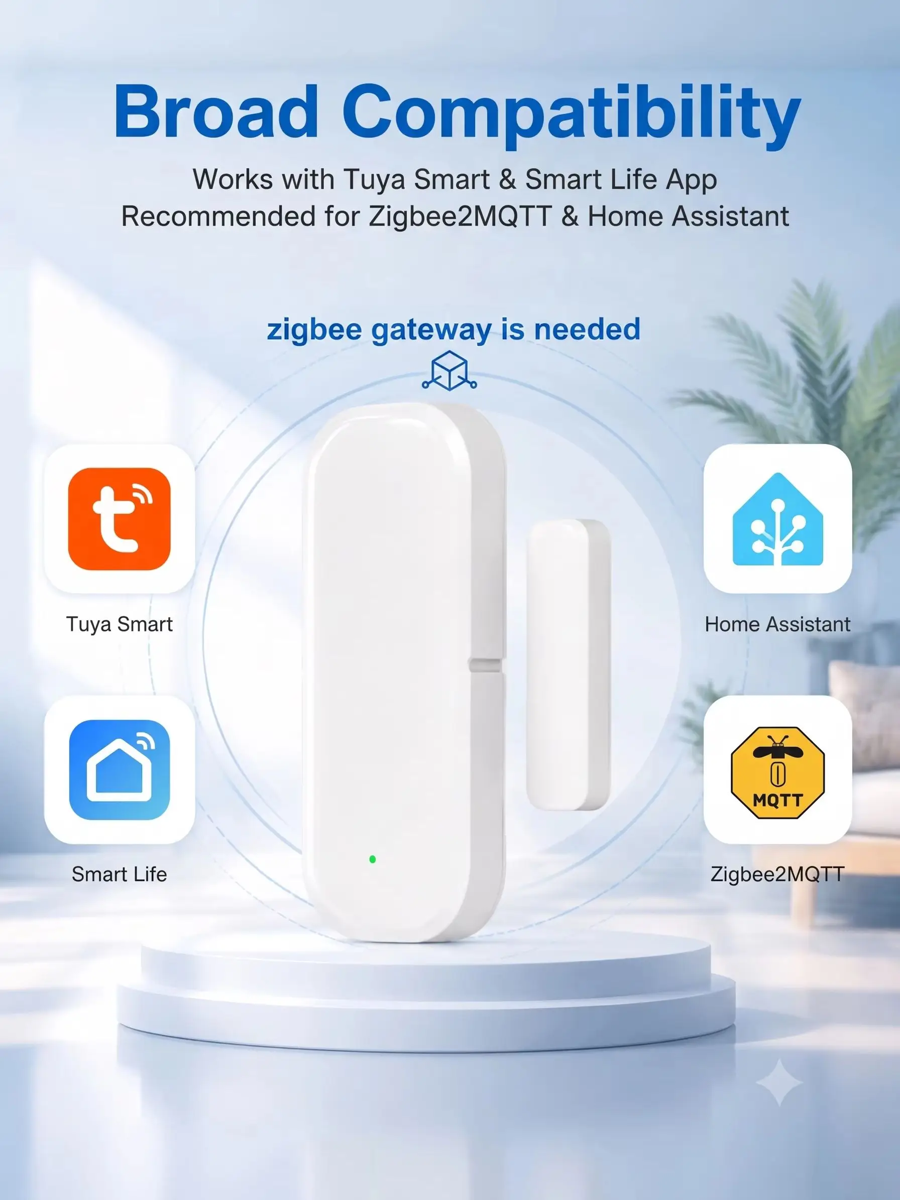 Tuya Zigbee Tür- und Fenstersensor Einbruchmagnetkontakt Öffnungs- und Schließdetektor Smart Home Sicherheit für Smart Life HA Z2M Benötigt Hub