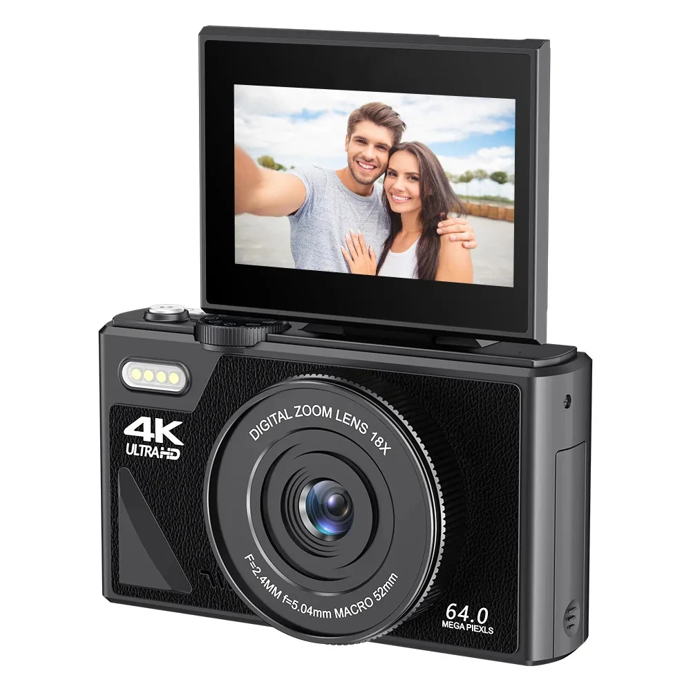 

64MP Digital Camera for Photography 4K Video Vlogging Camcorder YouTube Webcam Cameras 18X Digital Zoom Camera 3" Flip Screen