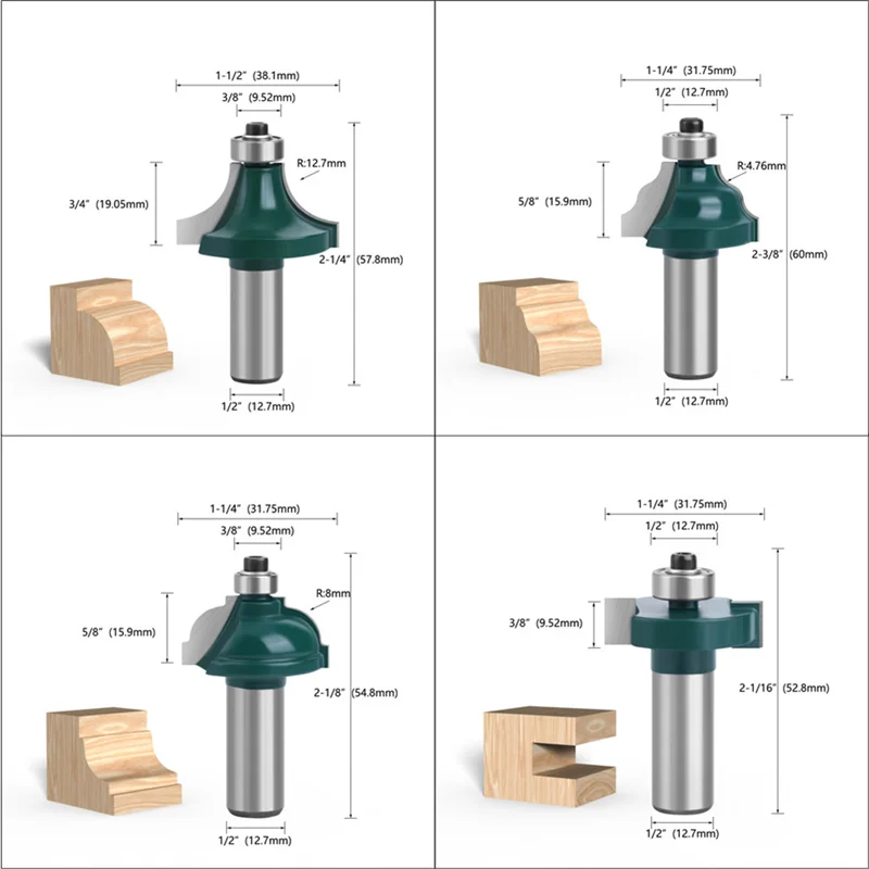 35PCS 1/2 Inch Woodworking Router Bit Set Milling Cutter Bits Straight Engraving Machine Tool