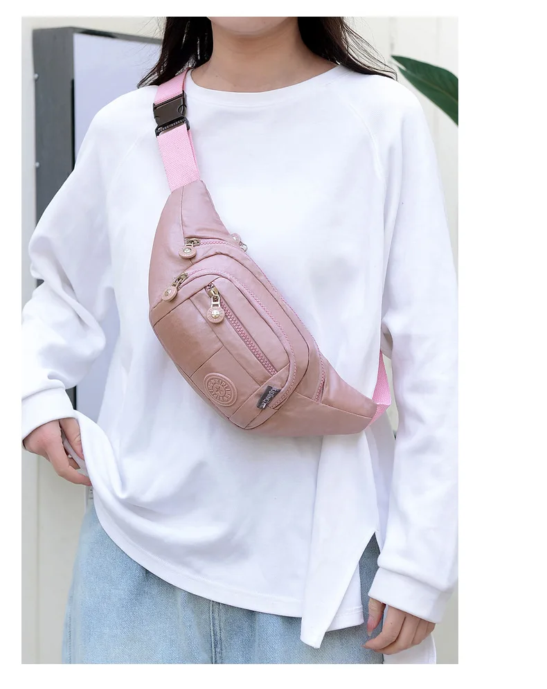 

2025 Shiny Sling Bag - Waterproof Crossbody Chest Pack with Monkey Charm, Trendy Streetwear