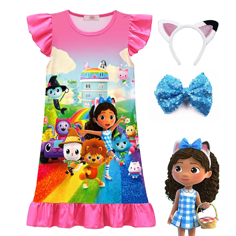 

Gabbys Dolhouse Kids Pajamas Dress Fashion Gaby Cat Girls Princess Dress Sleepwear Girls Nightgowns Party Pajamas Clothes