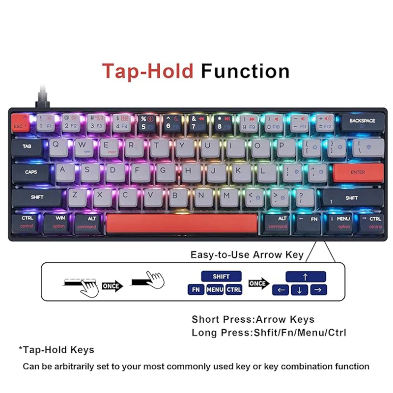 Imagem -02 - Skyloong Novo Teclado com Fio Usb Gk61 Qmk Via 60 Macro Programável Hot-swappable Rgb Backlight Pbt Pudding Keycap Tátil Linear Switch Teclado Teclado para Jogadores de Baixa Latência