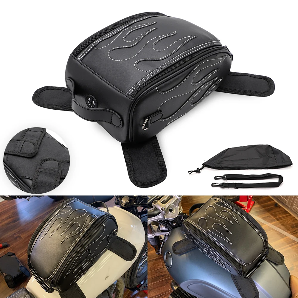 Universal Motorcycle Waterproof Magnetic PU Leather Oil Fuel Tank Travel Bag Storage Pouch For Harley Honda Yamaha Suzuki