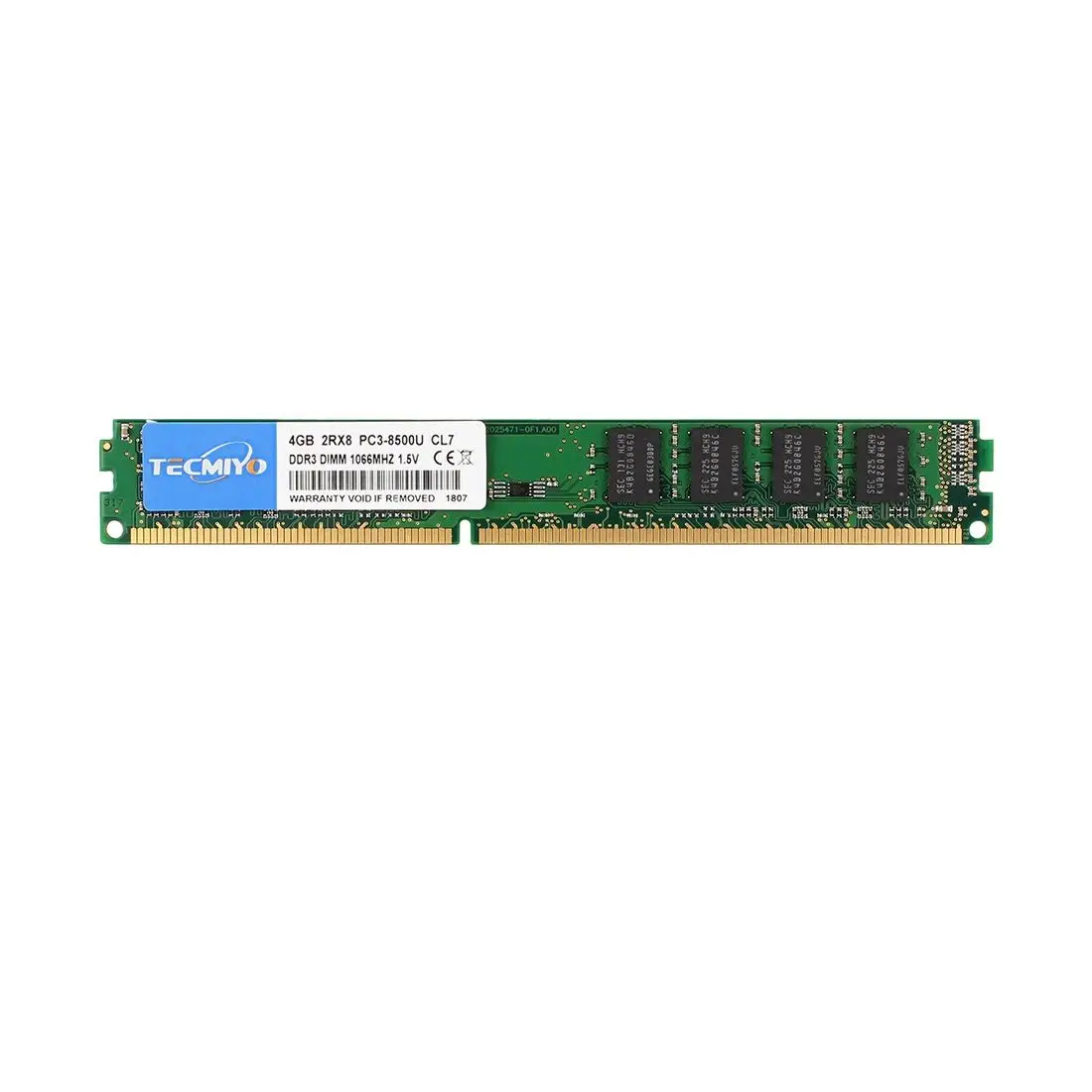 TECMIYO 4GB DDR3 1066MHz UDIMM Desktop Memory RAM DDR3 4GB 1066MHz  DIMM 1.5V PC3-8500U  Non-ECC - Green