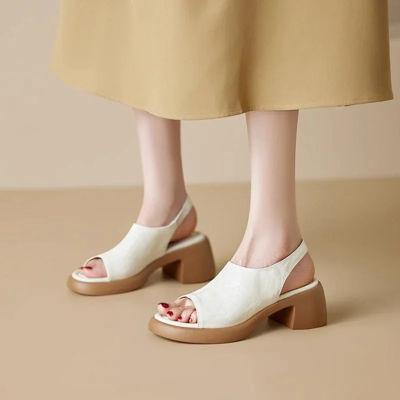 Sandal Wanita Hak Tinggi Sepatu Elegan Chunky Sandal Musim Panas 2025 Sandal Jepit Mode Pompa Tren Baru Slide Mujer De Sandalias