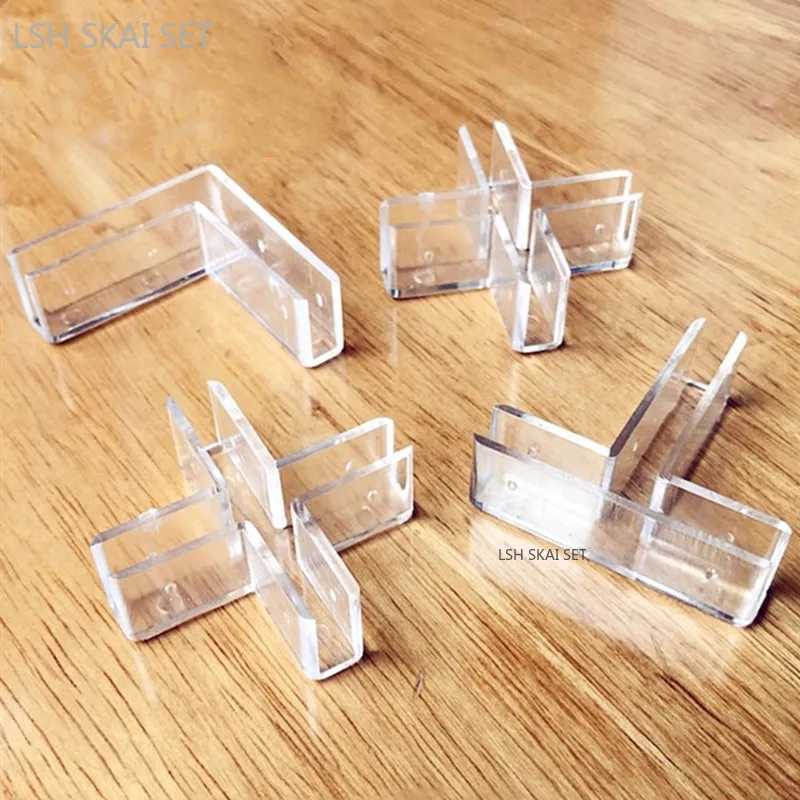 Afbeelding 3: 10 stks Acryl Vaste Snap Plastic Glas Clip Transparant Aquarium Hoekbeschermer Slot Meubelplanken Vaste Splicing Beugel