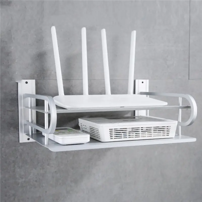 YLS-Aluminum Router Supporter Storage Box Shelf Non-Punch TV Set-Top Box Wall Mount Wall-Mounted Projector Space