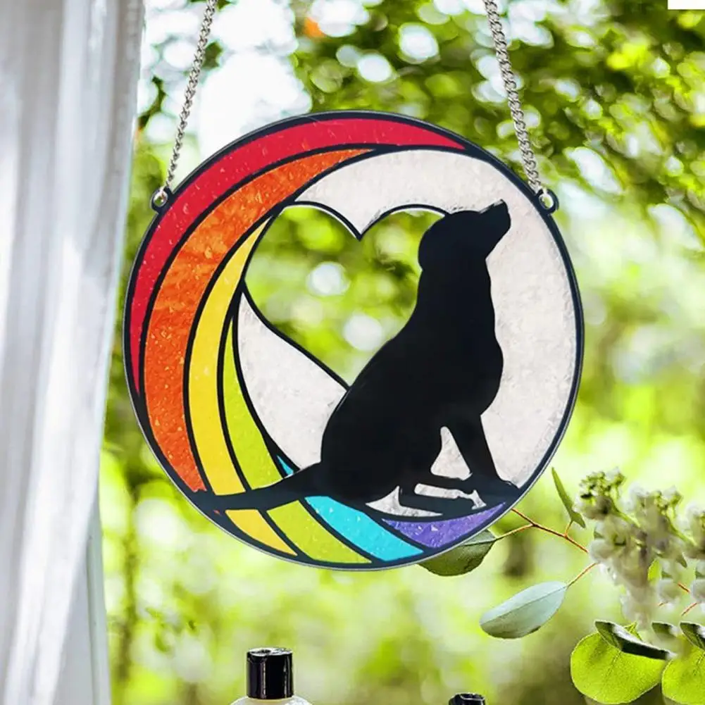 Dog Memorial Pendant Bright Color Fade-resistant Puppy Memorial Suncatcher Meaningful Hanging Remembrance Ornament Pet Supplies