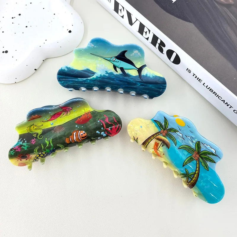 

1pc Minimalist and Versatile Hair Clip from the Ocean, Beach, and Cloud Series for Women's Occipital Hair