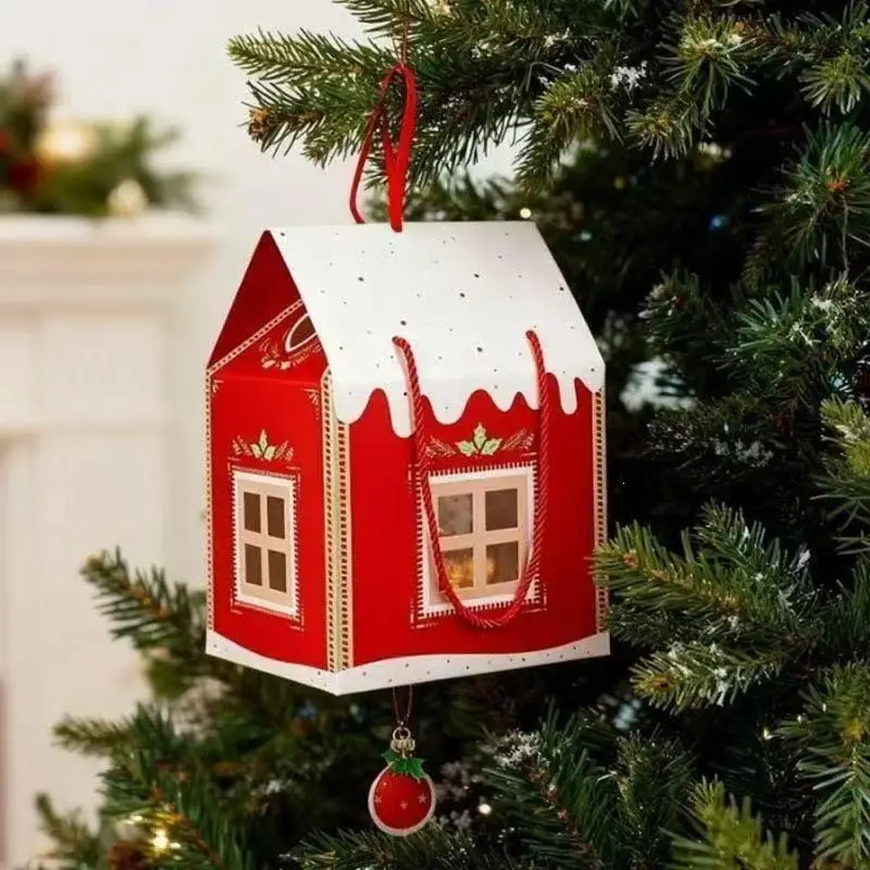 3D  Up Christmas Wonderland Cottage Gift Box Eco-Friendly Paper Treat Holder for Holiday Party Candy Packing Xmas Gifts