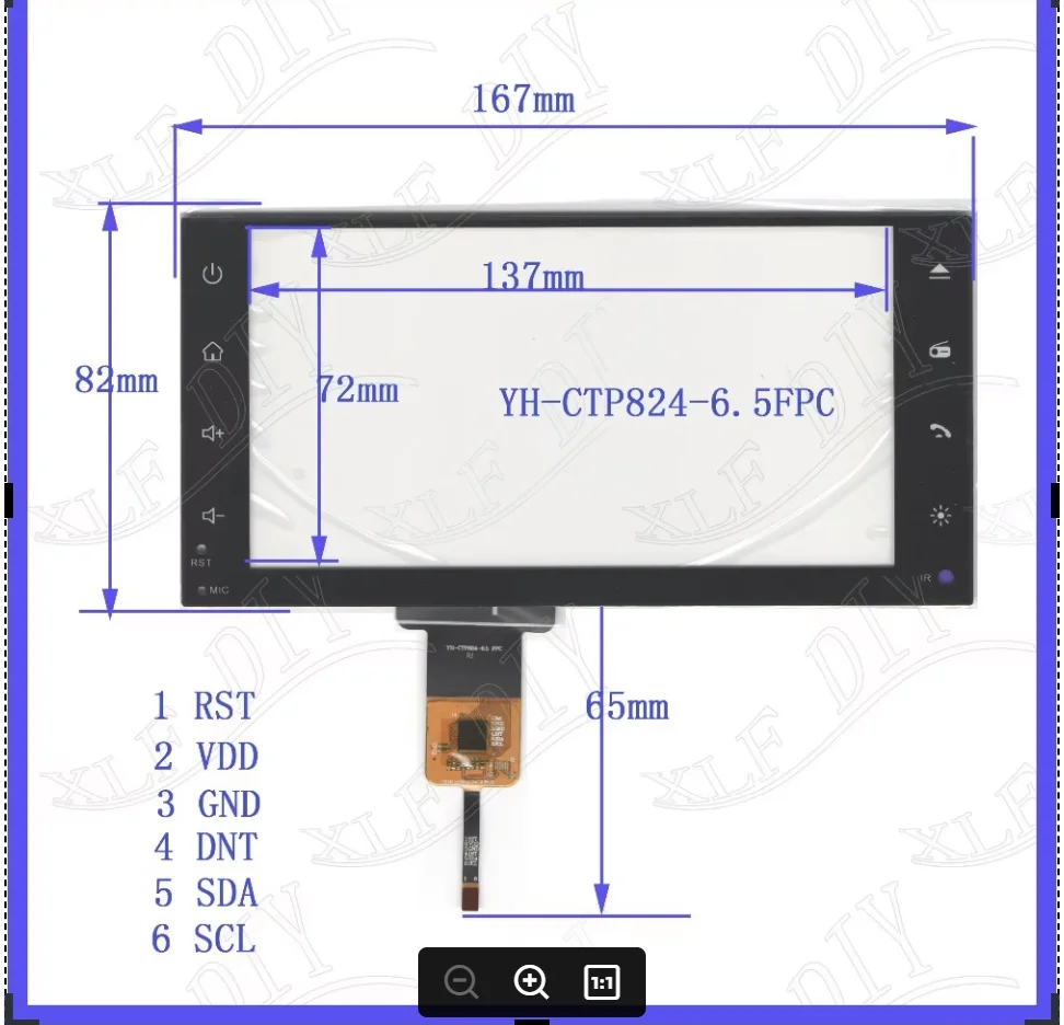 ZhiYuSun YHC-CTP8246.5 GT911A  6.5inch capacitive TouchScreen Panel Digitizer  for display assembly  167*82mm