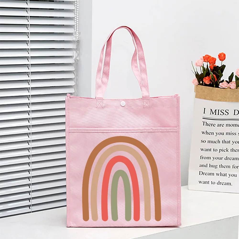 Bolsa escolar infantil com estampa de arco-íris, à prova d\'água, para meninos e meninas, grande capacidade, presentes para estudantes, bolsa escolar