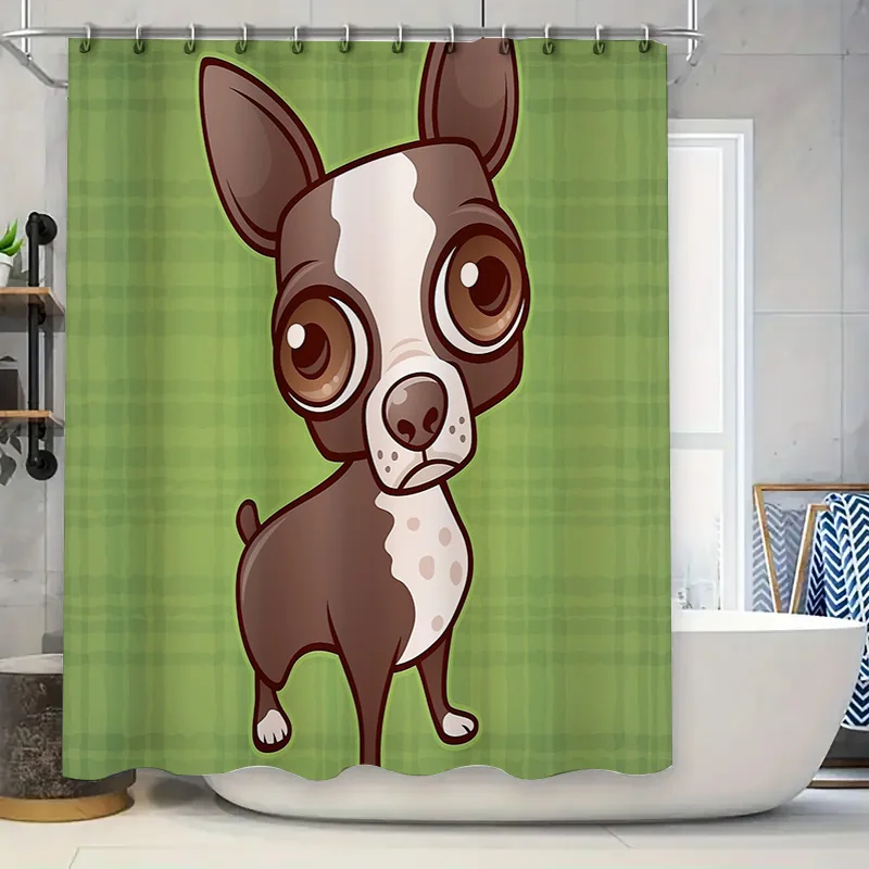 

Chihuahua Dog Shower Curtain Cute Puppy Pet Bathroom Decor Washable Waterproof Fabric Liner